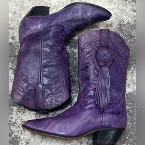 Laredo Made in USA western cowgirl boots purple Size 7 Fringe